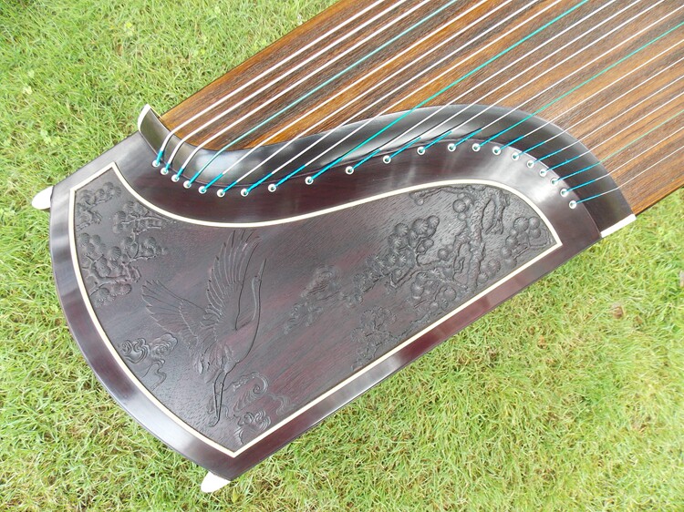 Dunhuang Guzheng 698F-XH special selection of broad-leaved yellow sandalwood Jade long-standing crane volley pattern Folk Music Factory