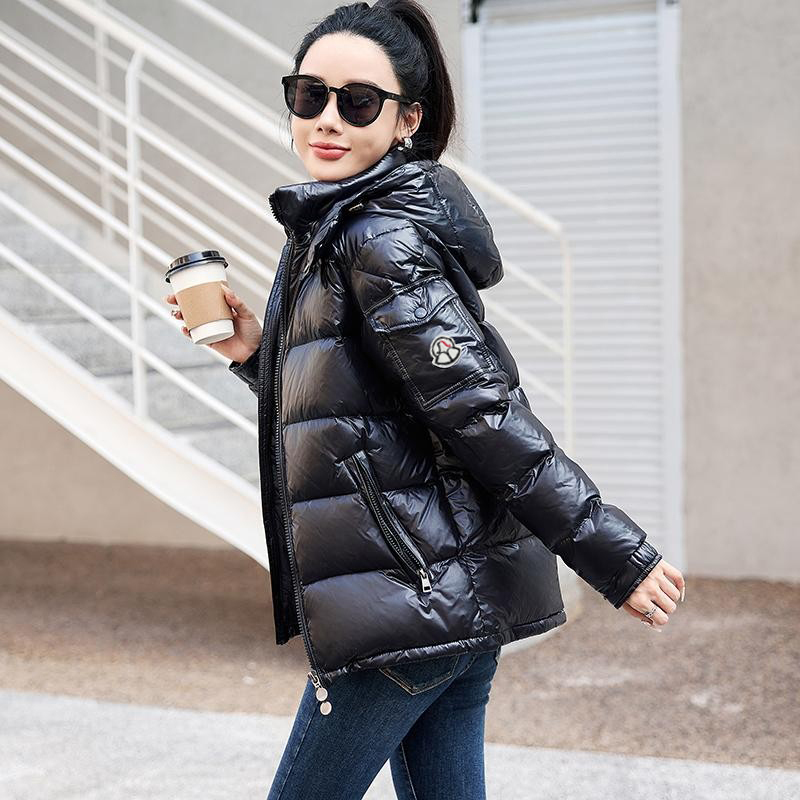 New Autumn and Winter down Jacket for Women, Thickened Hooded Shiny Style, Classic Short Couple's Coat from Northeast m Mengjia Maya