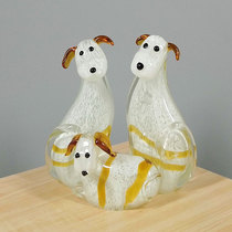 Three dog ornaments Zibo Boshan pure handmade glazed crafts birthday gifts desk animals pastoral accessories