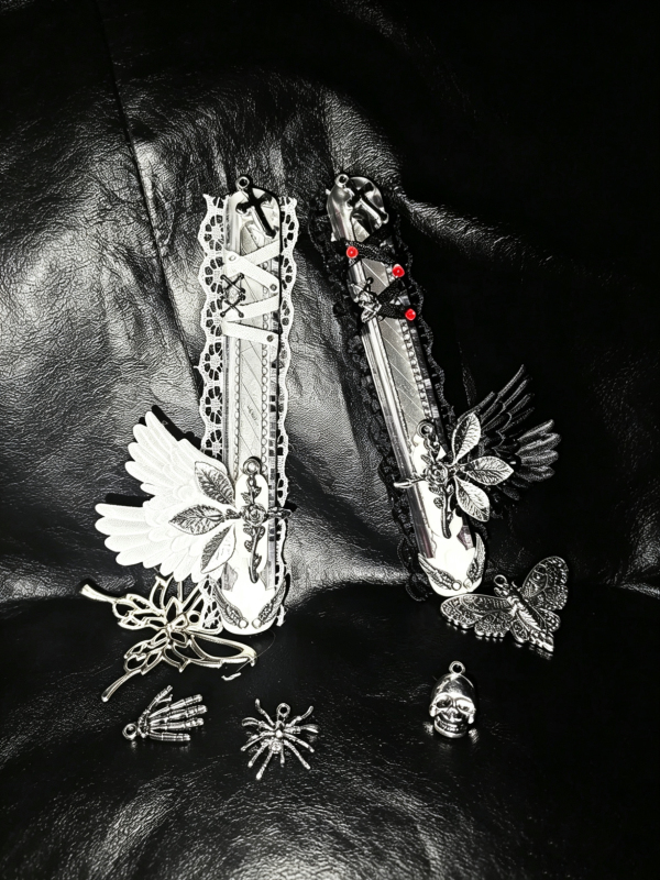 Original Black and White Single-Wing Angel Handmade Knife Utility Knife Gothic Dark High-Value Box Cutter Birthday Gift