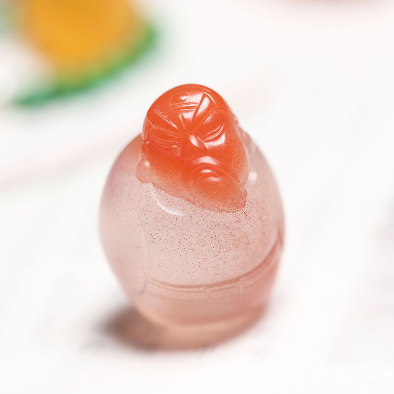 Raw ore southern red agate ice floating Guan Gong pendant pendant Sugong famous master inscribed certificate complete high ice white without miscellaneous cracks