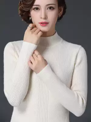 2021 autumn winter 100% pure cardigan black slim half turtleneck sweater thick knitted cashmere base shirt Women