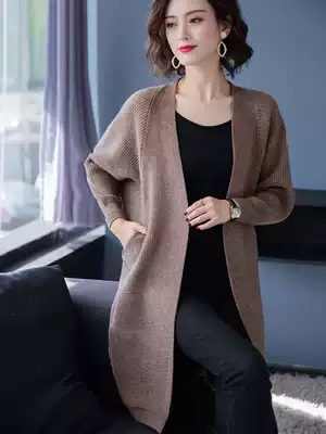 Hengyuanxiang 2021 New sweater autumn women loose V collar pocket long version outside cardigan sweater coat