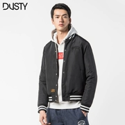 DUSTY thủy triều thương hiệu nam mùa đông cơ bản thêu quần áo cotton đường phố cao in chữ áo bóng chày áo bông - Trang phục Couple