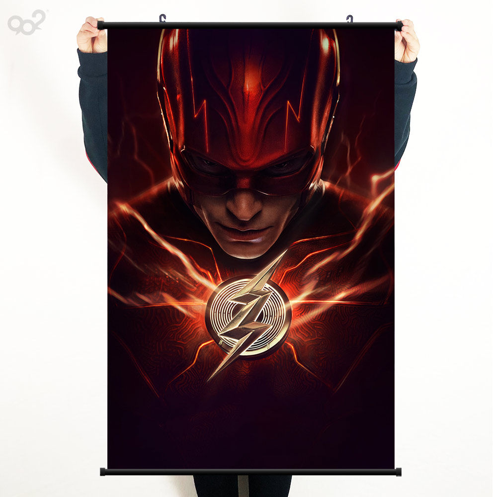 2023版闪电侠电影海报装饰画布质防水卷轴画蝙蝠侠女超人挂画墙画，这波操作太值了！_影视_淘宝游戏网, image size:1000x1000