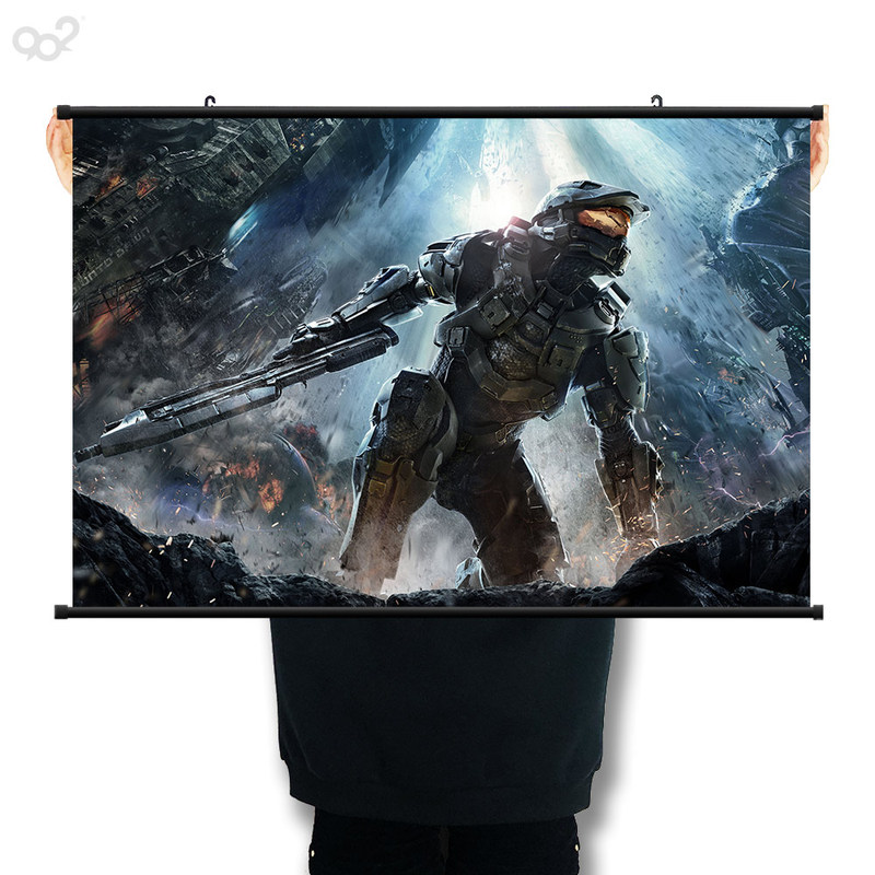 Halo Game Poster Wall Art, Halo Master Chief Merchandise Wallpaper Frame Painting, Game and Anime Merchandise Decorative Painting Halo Game Poster Wall Art, Halo Master Chief Merchandise Wallpaper Frame Painting, Game and Anime Merchandise Decorative Painting