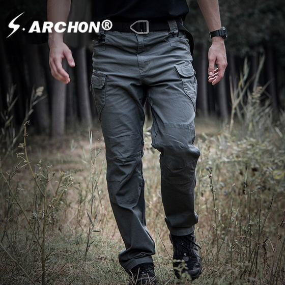 Spring and Autumn IX7 Tactical Pants Men's Slim Elastic Loose 9 Army Fan Training Pants Outdoor Workwear Trousers Straight Combat Pants