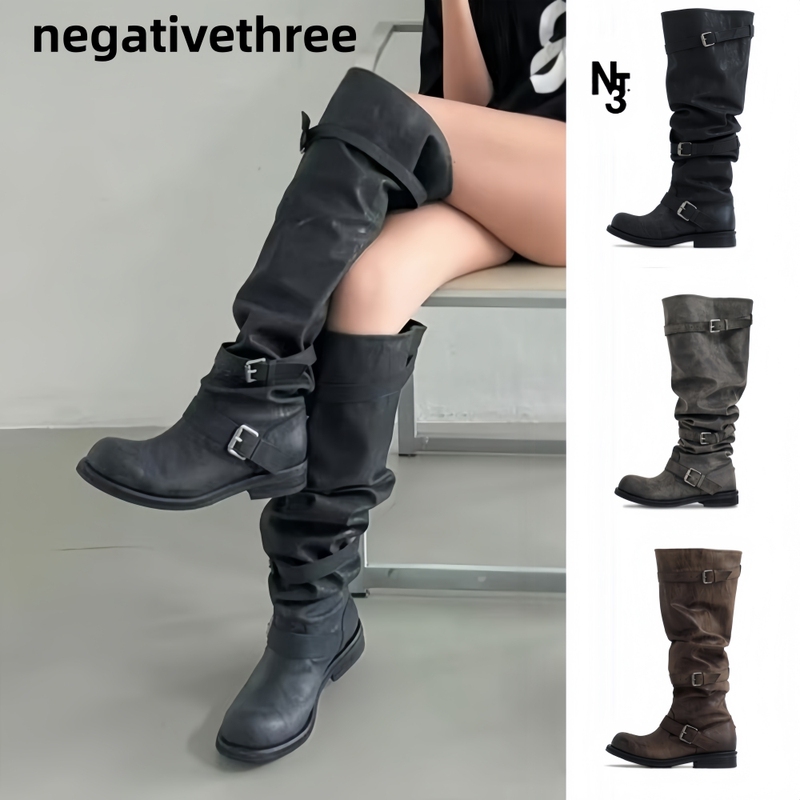 Korean Authentic Negativethree Retro Multi-Buckle Nt3 Over-The-Knee High Boots Knight Boots Slouch Boots for Women Korean Authentic Negativethree Retro Multi-Buckle Nt3 Over-The-Knee High Boots Knight Boots Slouch Boots for Women