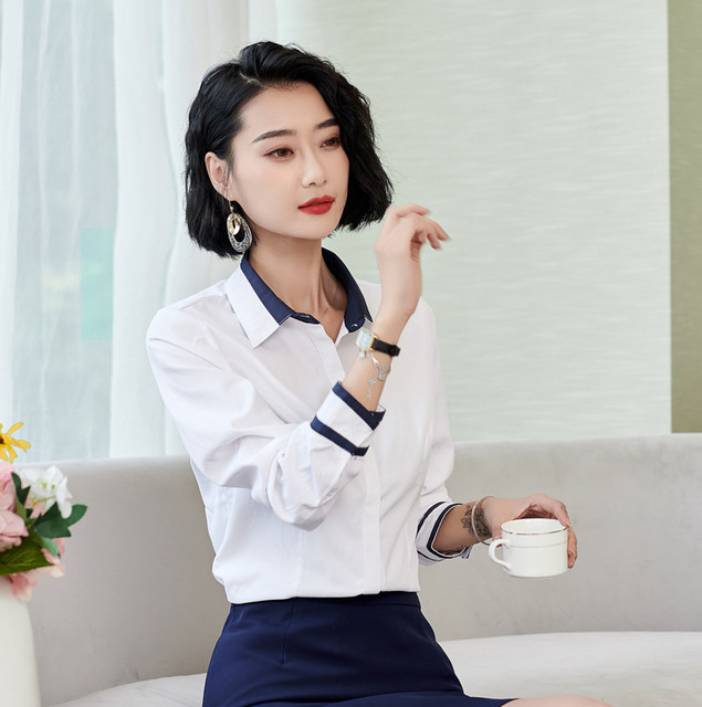 Autumn and winter new 2022 cotton shirt women's long-sleeved Korean style slim professional work clothes anti-exposure hidden button top shirt