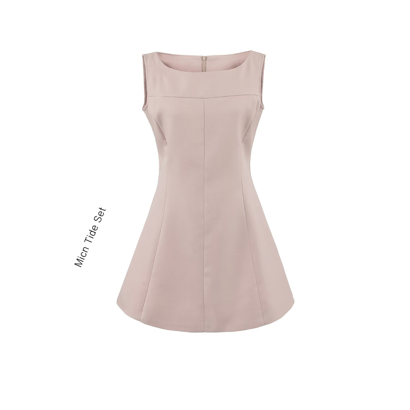 Bm Micn Basic Sleeveless Round Neck Dress Women's Summer Design Waist High-End Elegant Short Skirt
