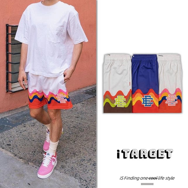 EE American style mesh quarter pants casual fitness shorts muscular men sports European and American trendy brand breathable quick-drying basketball pants