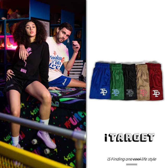 IP American but knee shorts tide brand in printing loose Neteye breathable leisure basketball running four-minute pants summer