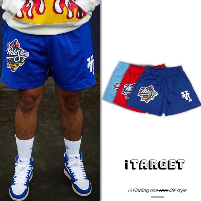 LA American but knee summer sports shorts men high street four-deck pants in wind relaxed leisure basketball pants