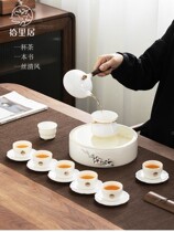 Pick up Li Ju Jade White Porcelain Kung Fu Tea Set Home High-end Tea Cup Complete Tea Cup Tea Plate Beat Teapot tray