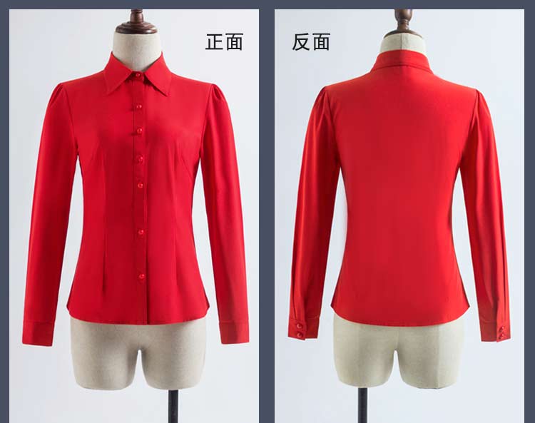 Han Fan 2018 thu đông mới tự may áo sơ mi chuyên nghiệp màu đỏ cộng với áo nhung nữ dài tay ấm áo yếm ao so mi nu