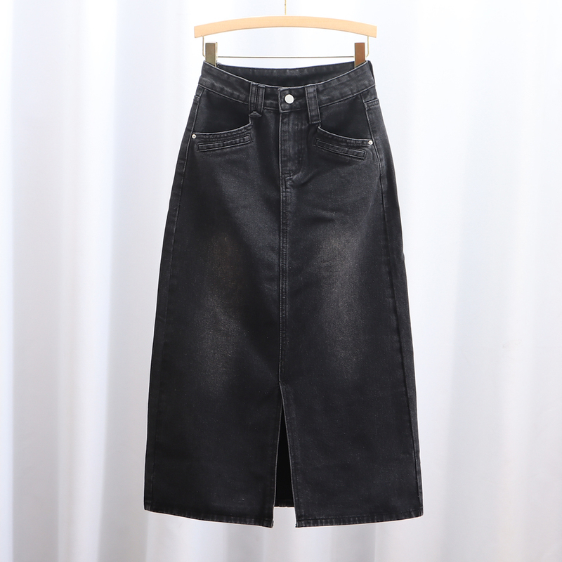 Plus Size Denim Skirt for Women 2025 New Spring and Summer Slit Mid-Length Skirt for Fat Women High-Waisted Slimming Hip-Hugging Skirt