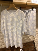 Day Ensemble Modale Cute Polar Bear Men Sleepwear Summer Short Sleeve Shorts Shorts Casual Loose home Suit Suit