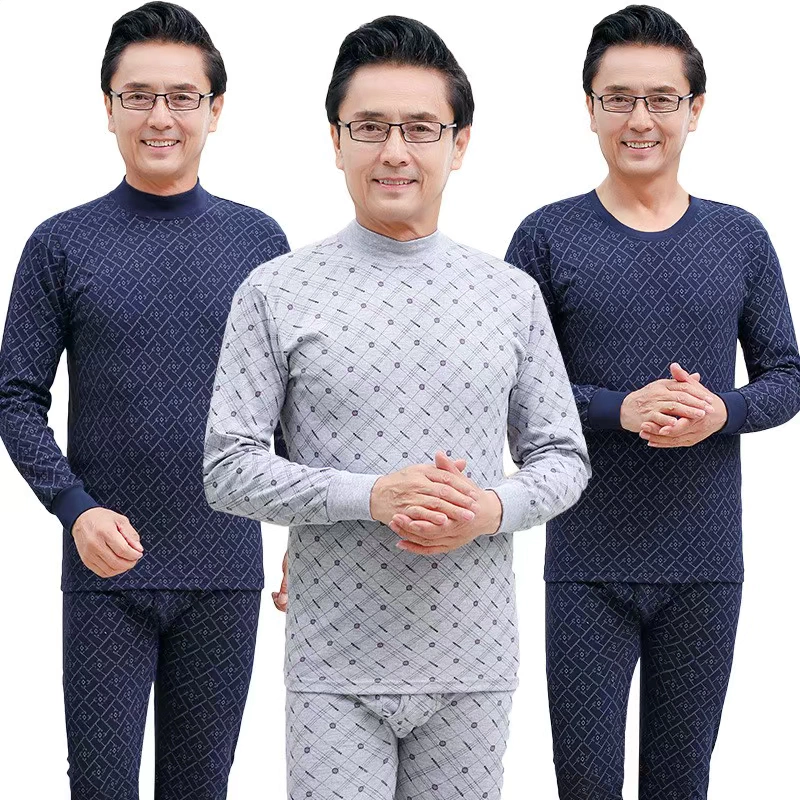 Qiuyi quần dài cho người trung niên và cao tuổi cotton nguyên chất mỏng phần cơ sở đồ lót nhiệt cotton của nam giới áo len cổ cao cổ cao phù hợp với - Phù hợp với nóng lên