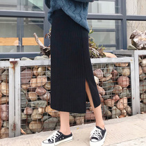 Pregnant woman skirt autumn and winter clothing long knitted belly bag hip one-step skirt fashion pregnant woman skirt autumn and winter