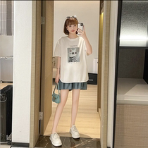 Pregnant Woman Suit Womens Summer Thin-out shorts Two sets of foreign air mesh Red gestation Women in summer dress casual fashion