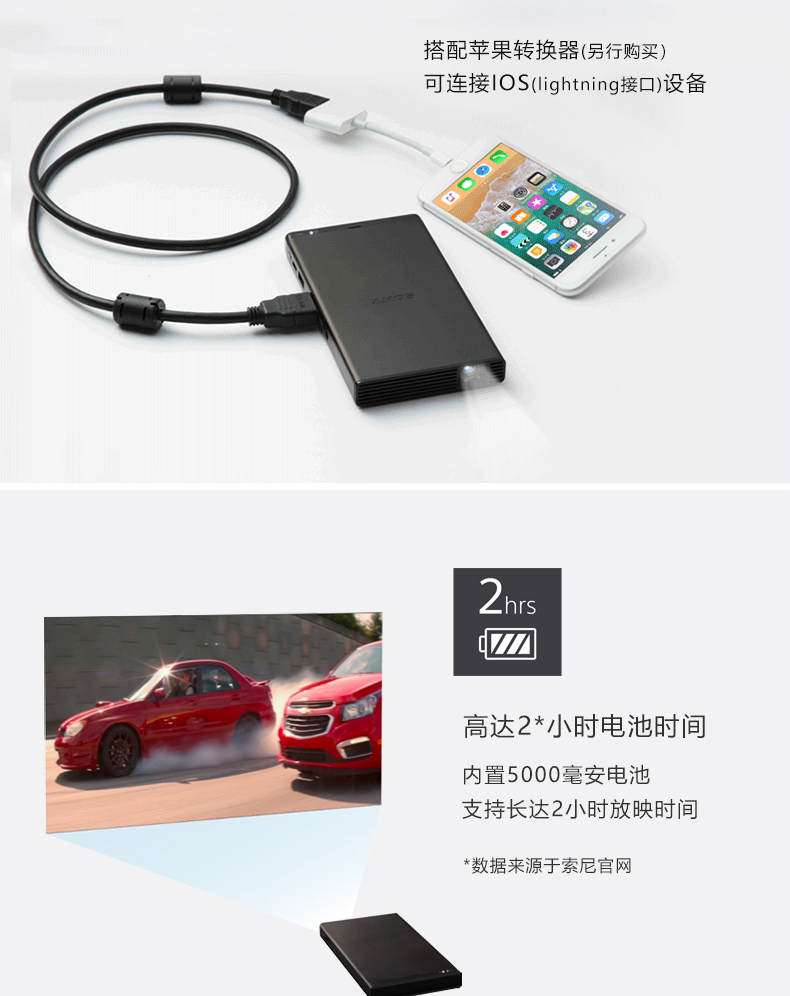 Sony Sony micro-chiếu MP-CD1 máy chiếu tại nhà HD cầm tay mini-mini laser vỗ tay máy chiếu wifi không dây điện thoại di động kinh doanh trẻ em rạp hát tại nhà không có TV màn hình - Máy chiếu