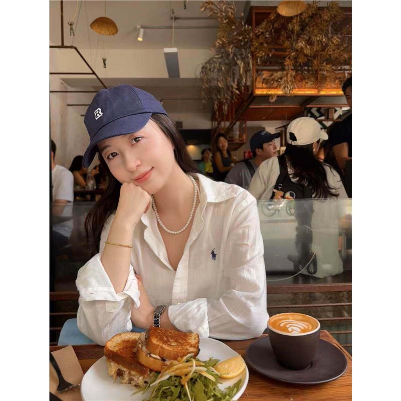 Summer Pure Linen Shirt for Women, Polo Collar, White Embroidered Logo, Old Money Style, Sun Protection, Long-Sleeved White Shirt Jacket Summer Pure Linen Shirt for Women, Polo Collar, White Embroidered Logo, Old Money Style, Sun Protection, Long-Sleeved White Shirt Jacket
