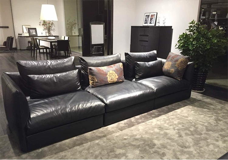 sofa da lớp đầu tiên của nội thất da phòng khách, sofa da De Mi Rui Chí Chí BOB nhà ánh sáng sang trọng sofa tối giản - Ghế sô pha