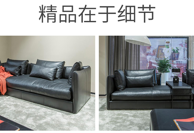 sofa da lớp đầu tiên của nội thất da phòng khách, sofa da De Mi Rui Chí Chí BOB nhà ánh sáng sang trọng sofa tối giản - Ghế sô pha sopha bed