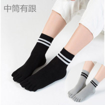Five-finger socks womens cotton tube socks womens autumn and winter cute Korean version of college style Japanese students two bars split toe womens socks