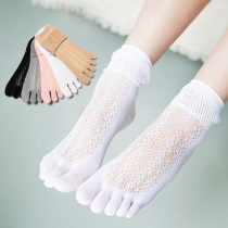 Summer ultra-thin Silk Sox Five fingers Sox woman Short cylinder Han version Blister Lace velvet Non-pure cotton 5 Double