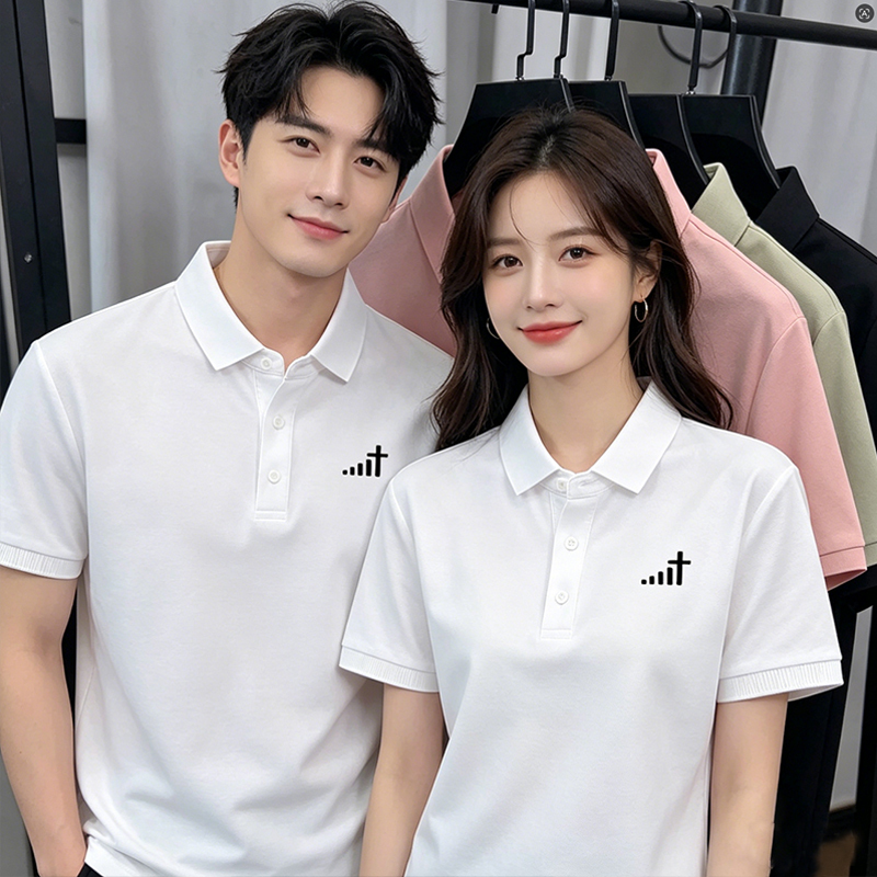 New Unisex Trendy Short-Sleeve T-Shirt Polo Shirt Casual Versatile Signal Cross Print Poetry Class Uniform New Unisex Trendy Short-Sleeve T-Shirt Polo Shirt Casual Versatile Signal Cross Print Poetry Class Uniform