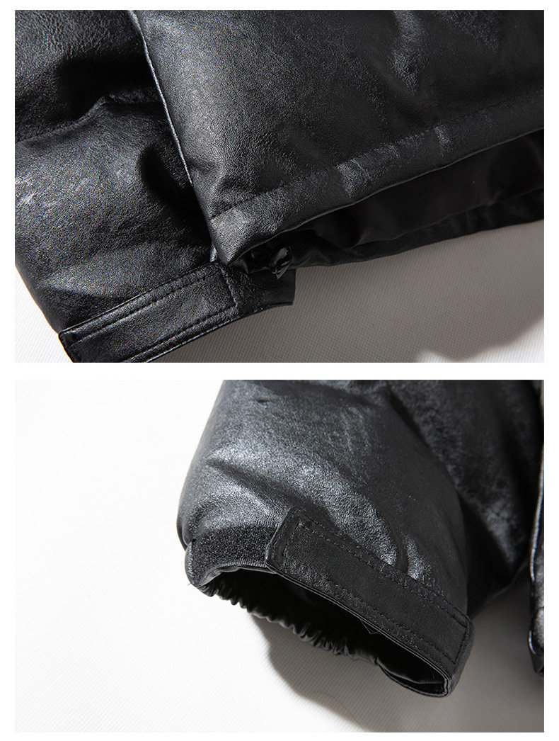 Cappotto in pelle PU di cotone alla moda in tinta unita da uomo, con colletto alto, invernale 2020_voghion.com