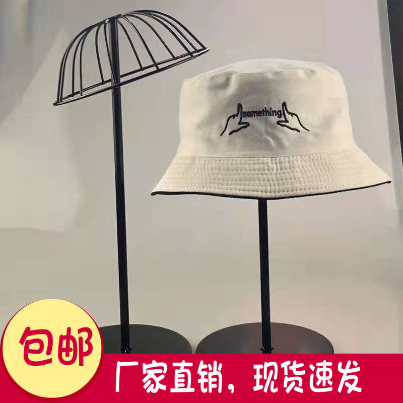 Black white support wig head mold hat display shelf fashion hat bracing hat holder metal wrought iron hat rack props