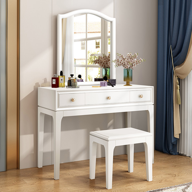New American economical solid wood dressing table small apartment mini Princess simple pastoral bedroom makeup table French