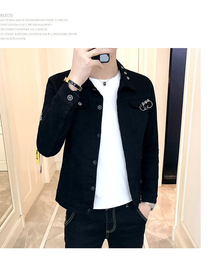 Denim áo khoác nam 2018 mới xu hướng tính cách áo khoác nam mùa xuân và mùa hè sinh viên Hàn Quốc Mỏng đẹp trai scorpion áo khoác denim