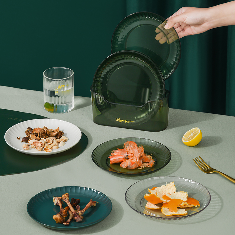 Table Spat Bone Disc Home Light Lavish Nordic Loaded Bones Spinner Waste Residue Dried Fruit Refreshments Plastic Small Sauces