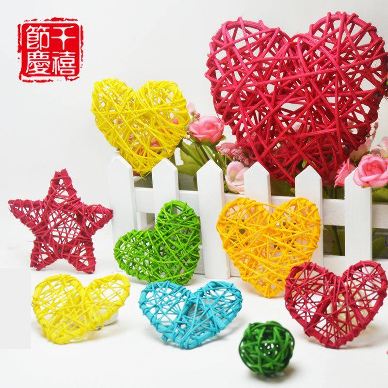 Rattan heart-shaped rattan ball kindergarten wedding window bar decoration pendant classroom suspended ceiling corridor pendant