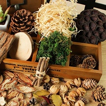 Retro Fields Garden Pine Fruits Leaves Wood Chips Cotton Dry Flowers Vines Ring Decoration Home Patio Shop Shop Window Millennial