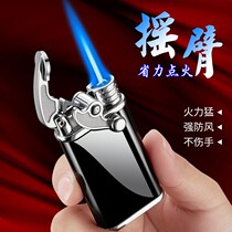 Lifetime used with endless rocker inflatable creative metal blue firework straight lighter mens luminous gift boyfriend