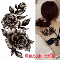 ins wind dark black rose sexy back travel tattoo sticker waterproof female arm leg realistic romantic sticker