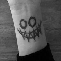 Halloween dark clown grimace smiley face tattoo stickers ins Waterproof men and women lasting arm neck realistic tattoos