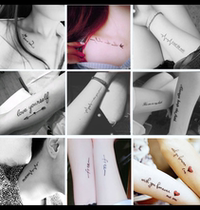 Tattoo stickers English letters electrocardiogram men and women waterproof long-lasting personality fresh simulation couple social tattoo stickers