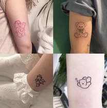 Small Bear Line Butterfly Knot Dark Black And White Line Small Bear Arms Original Sink Little Fresh Tattoo Patch Waterproof Female