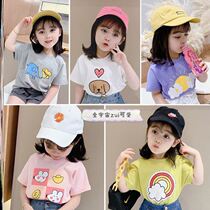 Girls short-sleeved t-shirt 2021 summer new childrens Korean version of the t baby summer top white foreign style base shirt