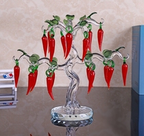Crystal red pepper tree creative living room wine cabinet decorations feng shui gifts housewarming opening Cai crafts ornaments