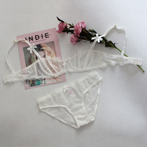 2021 new sexy ultra-thin half cup transparent ladies underwear bra pink lace bra set sweet thin