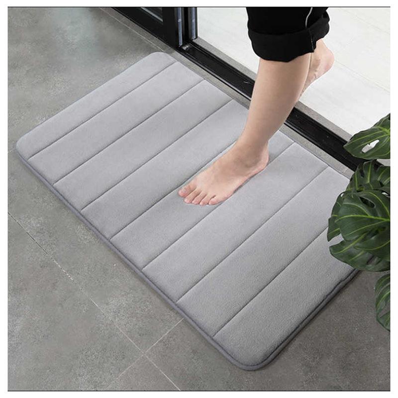 Slow Rebound Pure Color Memory Cotton Ground Mat Door Cushion Bathroom Anti Slip Ground Mat Carpet Makeup Room Absorbent Anti Slip Mat