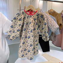 Korean version of childrens packed girls Broken Flowers Princess Dresses 2021 Early Spring New Dress Children Trendy Foreign Air Dress Spring Dress