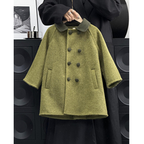 Yi Ma Original Childrens Clothing Girls Double-sided Cashmere Coat Korean Autumn Style Western Style Childrens Girls Green Woolen Coat