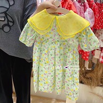 One-mother-2022 summer dress new Korean version girl short sleeve crushed floral dress girl doll collar foreign princess dress